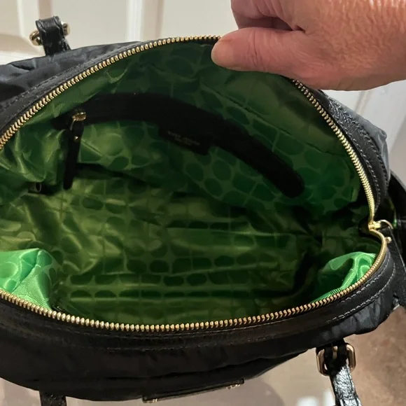 Kate Spade Black Nylon Satchel Shoulder Bag Leather Trim - Picture 11 of 16